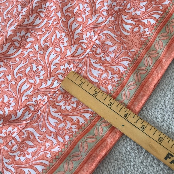 Silky Orange & White Pattern Scarf EUC - Picture 5 of 6